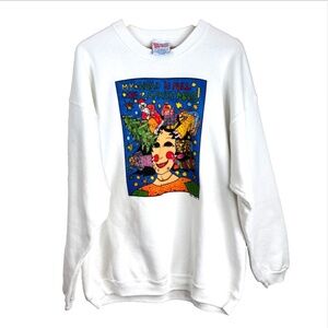 VTG 90s Kiki Suarez Sweatshirt Womens XL Head Is Full of Christmas 1993 Artsy